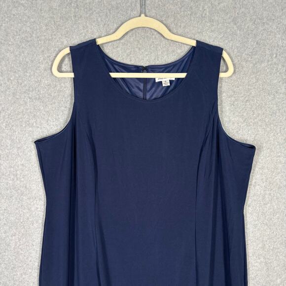 Joan Rivers Dress XL Navy Knee Knit Slinky Stretch Capsule Career Church Office - Picture 2 of 13